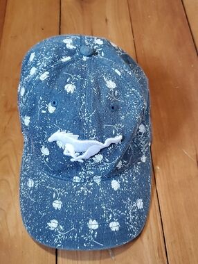 BD&A Mustang Themed Blue Floral Ball Cap